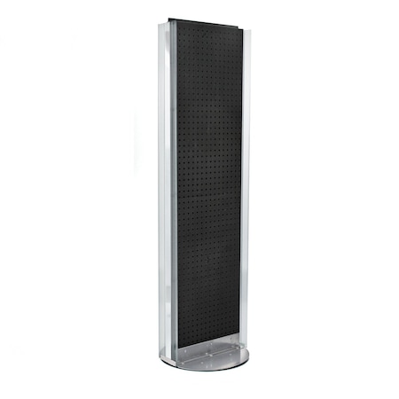 Azar Displays Two-Sided Pegboard Floor Display w/ C-Channel Sides on Revolving Base. Spinner Rack Stand. 700256-BLK